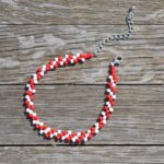 Červeno-bílý korálkový náramek (korálkové náramky)