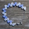 Zdvojené modré květy korálkový náramek (korálkové náramky)